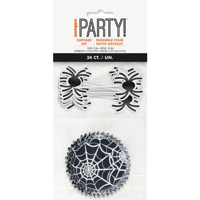 Halloween Black Spider Web Cupcake Kit, 24 Per Pack