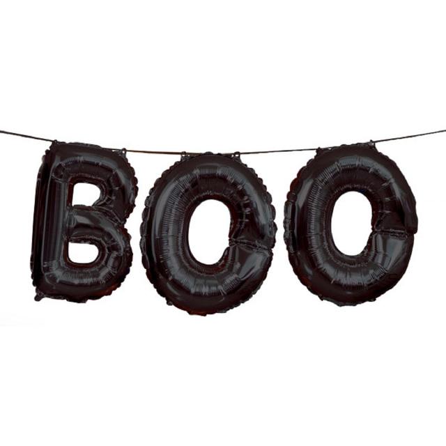 Halloween Black Boo Foil Letter Balloon Kit Banner