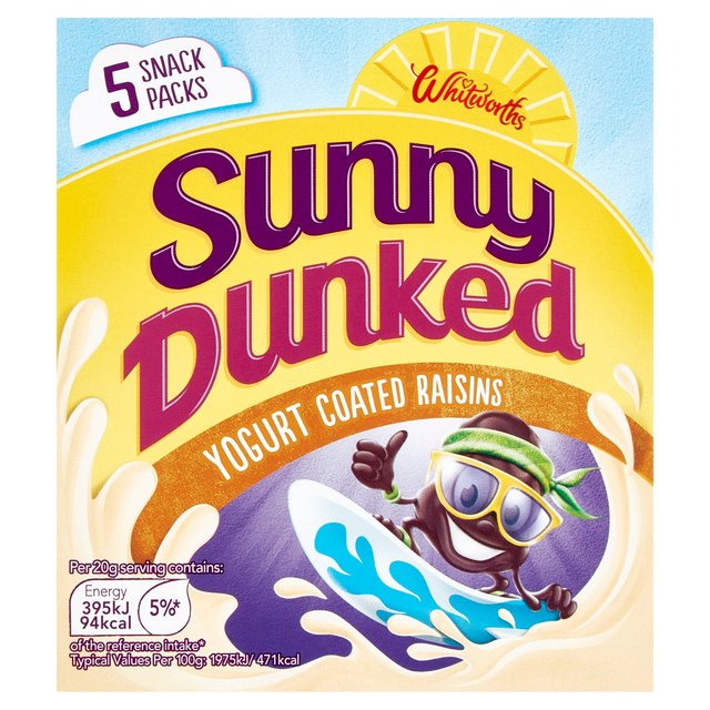 Whitworths Sunny Yoghurt Coated Raisins Kids Snack, 5 x 25g
