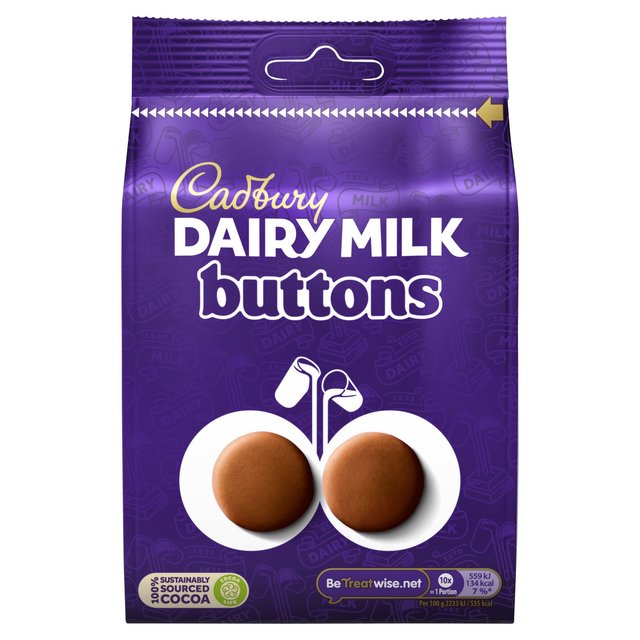 Cadbury Dairy Milk Chocolate Buttons Bag, 119g
