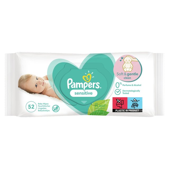 Pampers Sensitive Baby Wipes, 52 per Pack