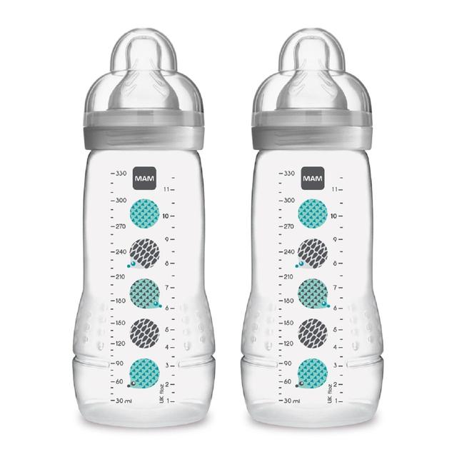MAM Baby Easy Active 330ml Bottle, 2 Pack Grey