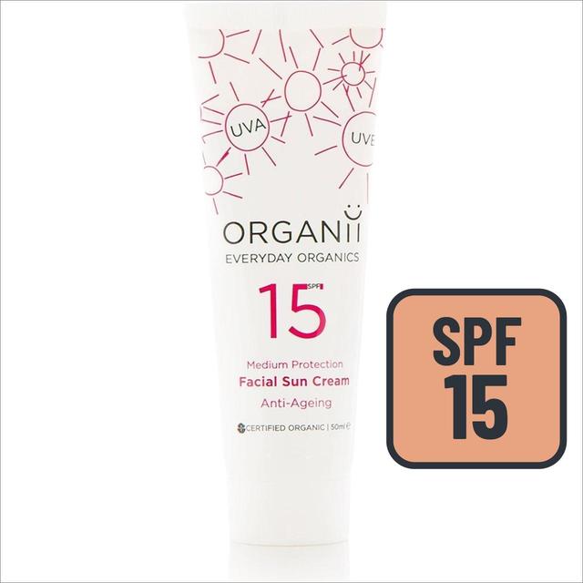Organii Organic SPF 15 Anti Ageing Facial Sun Cream, Vegan, 50ml