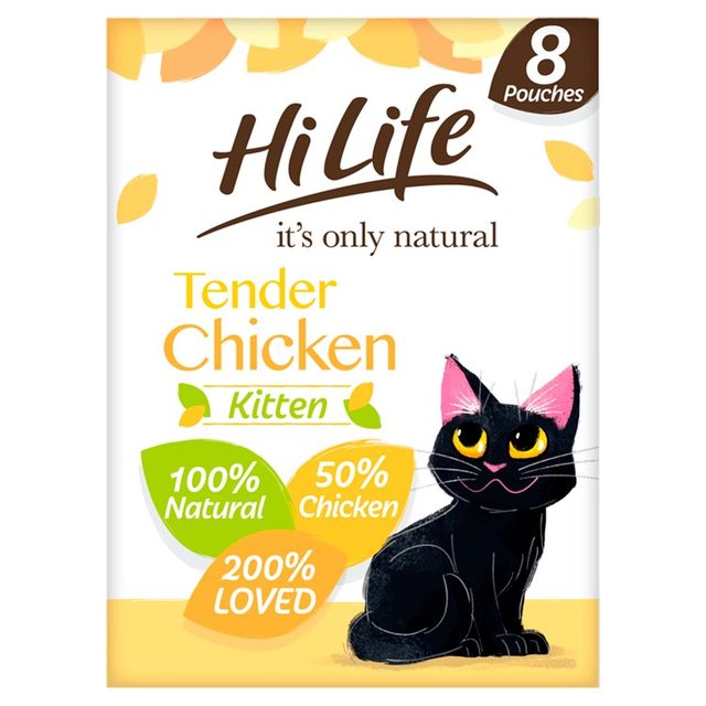 HiLife It’s Only Natural Kitten Food, Tender Chicken, 8 x 70g