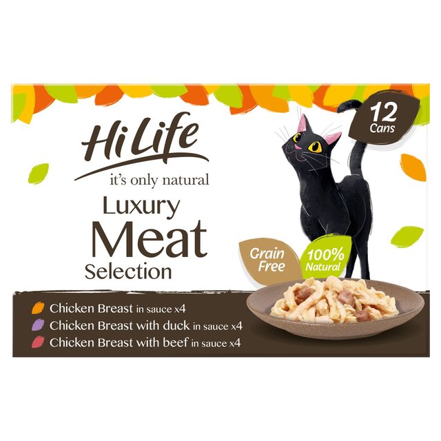 HiLife It’s Only Natural Luxury Cat Food Meat Selection, 12 x 70g