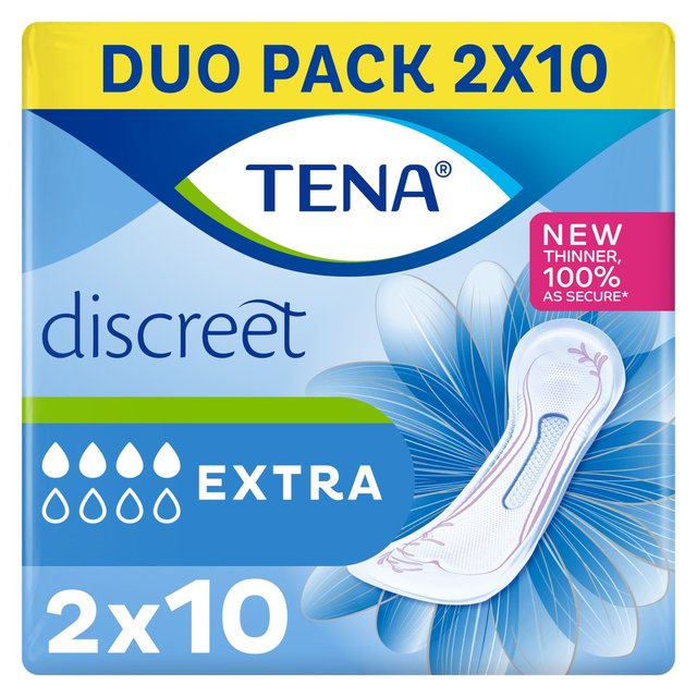 Tena Lady Discreet Extra Incontinence Pads, 2 x 10 per Pack