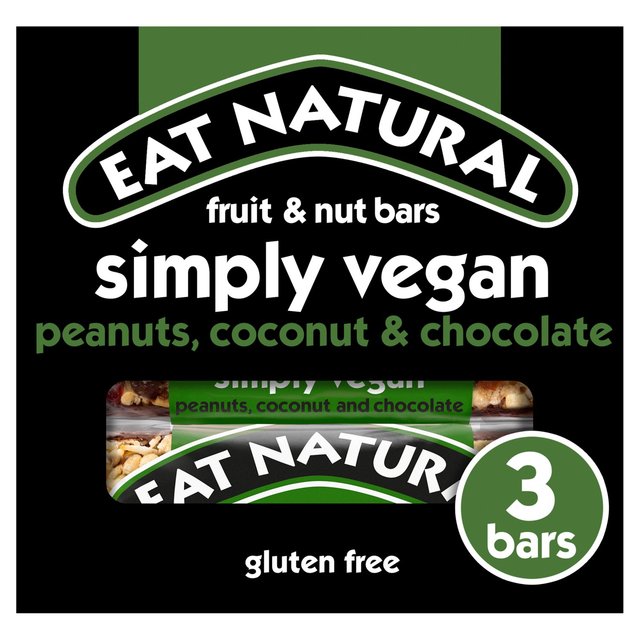 Eat Natural Simply Vegan Peanuts Coconut & Chocolate Bars, 3 x 45g