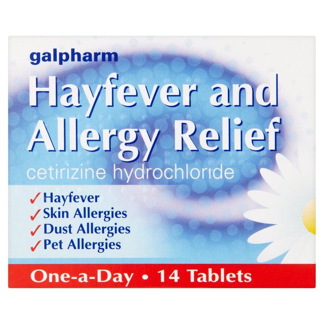 Galpharm Hayfever & Allergy Relief Tablets Cetirizine, 14 Per Pack