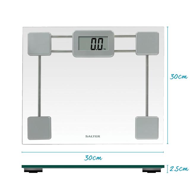 Salter Toughened Glass Compact Electronic Bathroom Scale - Silver