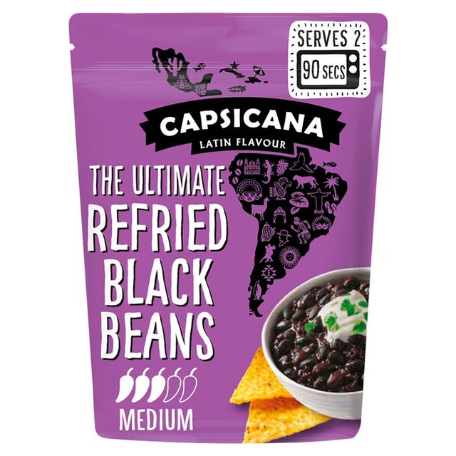 Capsicana Mexican Refried Chipotle Black Beans Medium, 200g