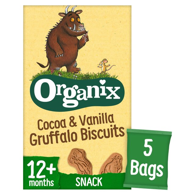 Organix Cocoa & Vanilla Organic Gruffalo Biscuits, 12 Mths+ Multipack, 5 x 20g