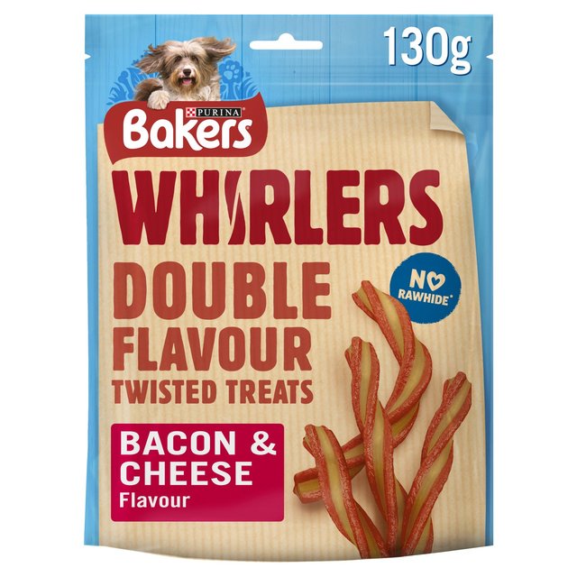 Bakers Whirlers Dog Treat Bacon and Cheese, 130g