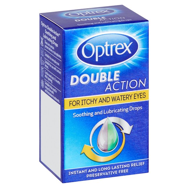 Optrex Double Action Drops Itchy Watery Eyes Soothing, 10ml