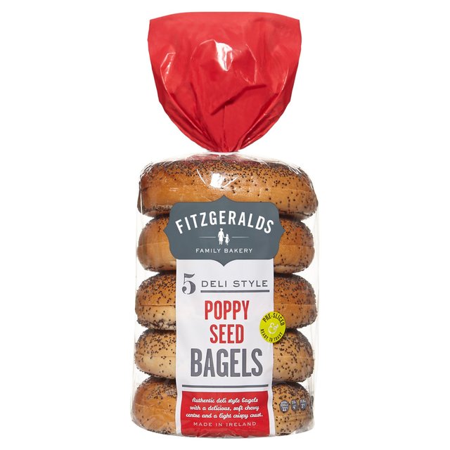 Fitzgeralds Poppy Seeded Sliced Bagels, 5 Per Pack