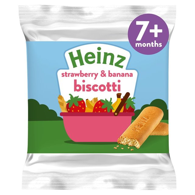 Heinz Strawberry & Banana Biscotti Baby Food Snacks 7+ Months, 60g