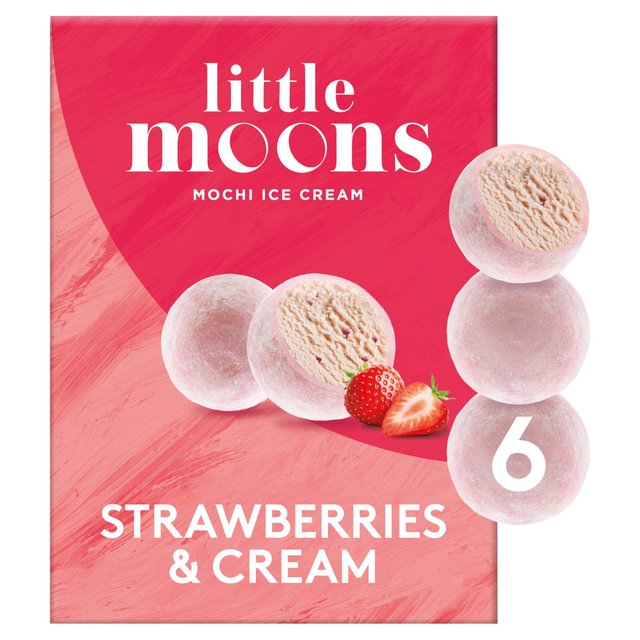 Little Moons Strawberries & Cream Mochi Ice Cream, 6 x 32g