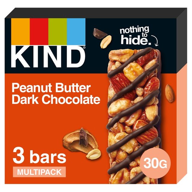 Kind Peanut Butter Dark Chocolate Snack Bars Multipack, 3 x 30g