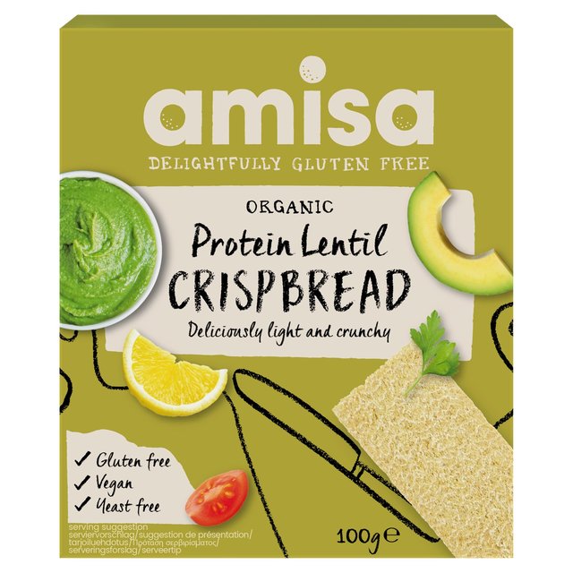 Amisa Organic Gluten Free Protein Lentil Crispbread, 100g