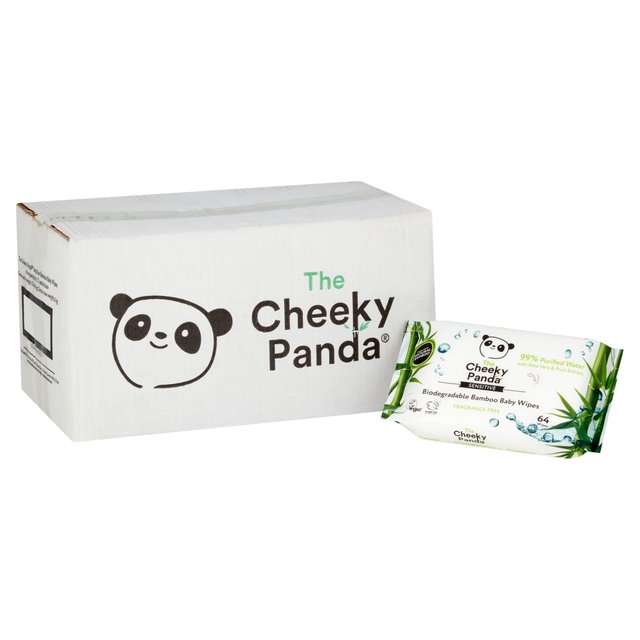 The Cheeky Panda Biodegradable Bamboo Baby Wipes, Multipack, 12 x 64 per Pack