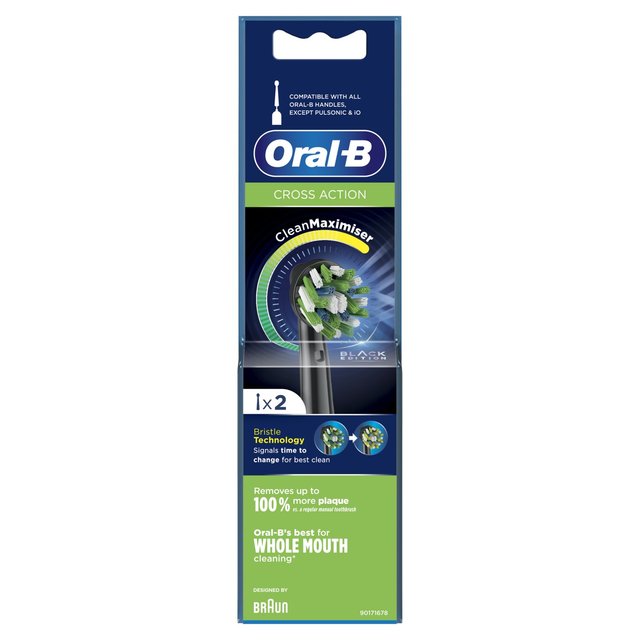 Oral-B Crossaction Toothbrush Heads Black, 2 Per Pack
