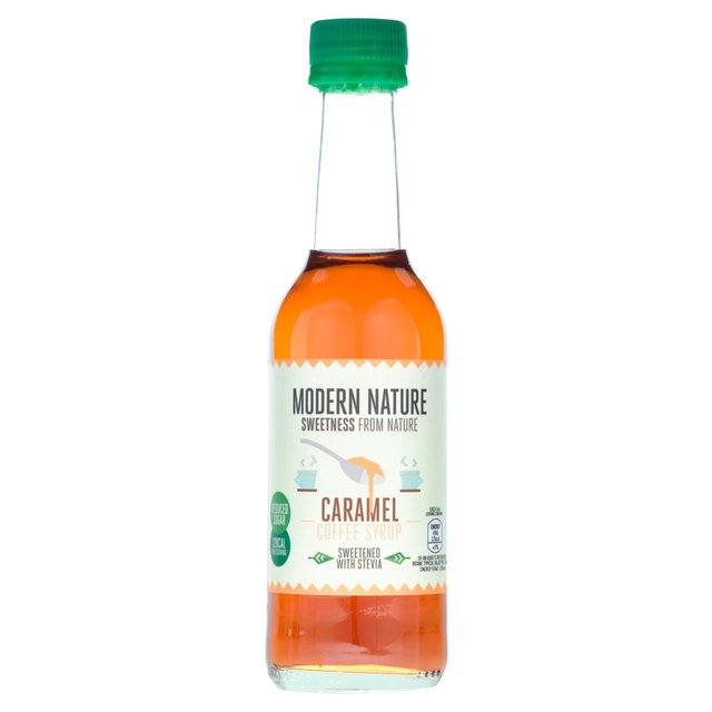 Modern Nature Caramel Flavoured Coffee Syrup, Reduced Sugar, 250ml