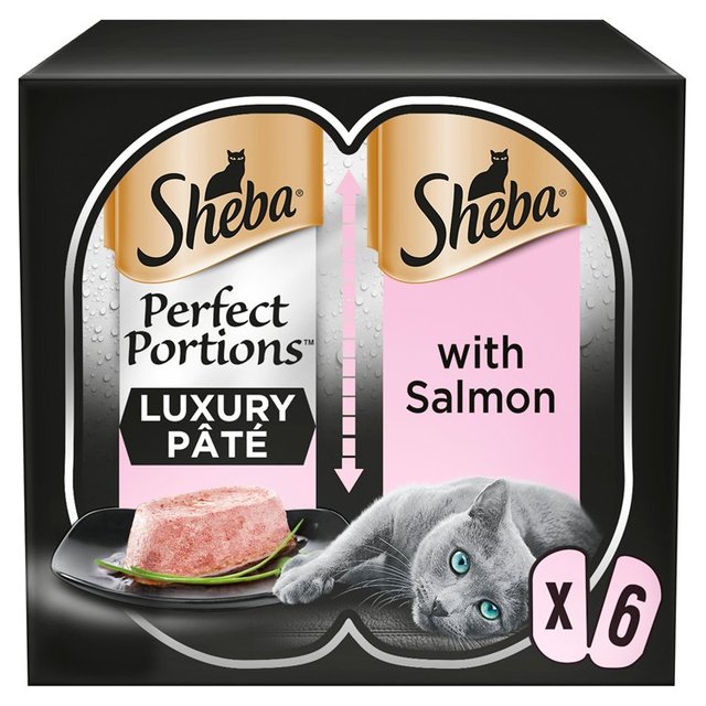 Sheba Perfect Portions Adult Wet Cat Food Trays Salmon in Pate, 6 x 37.5g