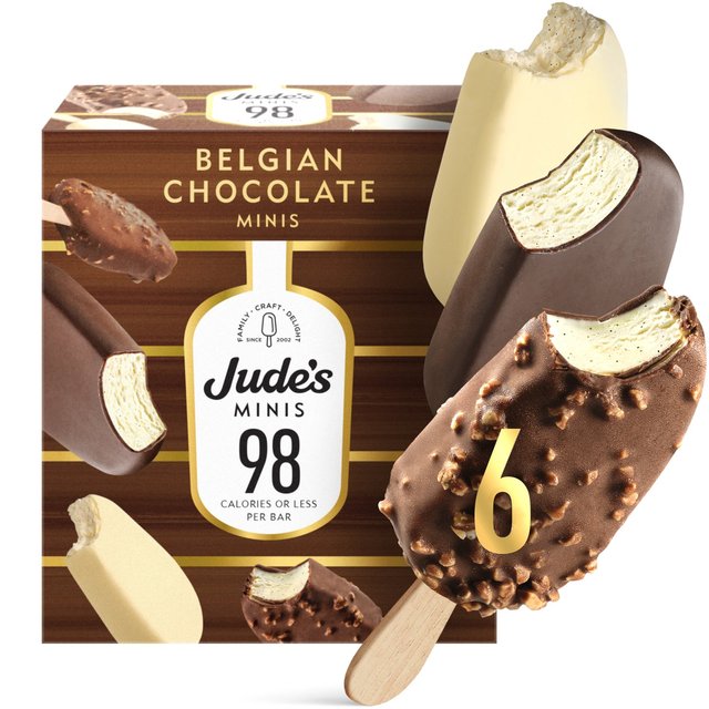 Jude’s Mini Chocolate, Almond & White Lower Calorie Ice Cream, 6 x 50ml