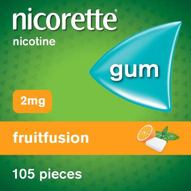 Nicorette Fruit Fusion Chewing Gum, 2 mg, 105 Pieces, Stop Smoking Aid, 105 Per Pack