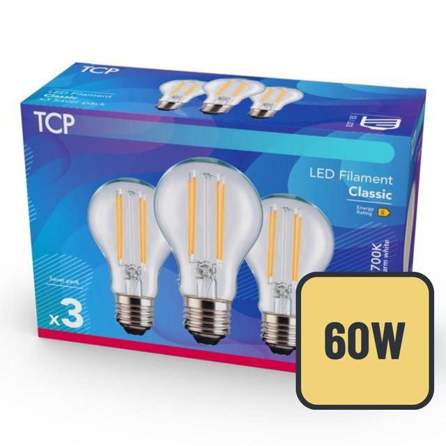 TCP Classic LED Clear Screw 60W Light Bulbs, 6.5w - 60w