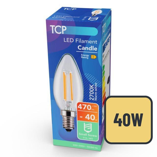 TCP Candle LED Clear Screw 40W Light Bulb, 4W - 40w