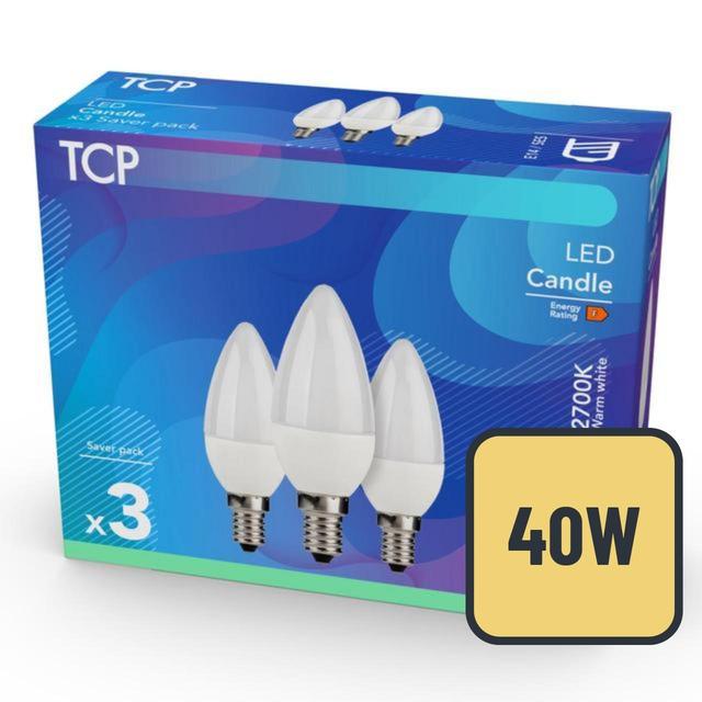 TCP Candle Coated Small Screw 40W Light Bulbs, 5.3w - 40w