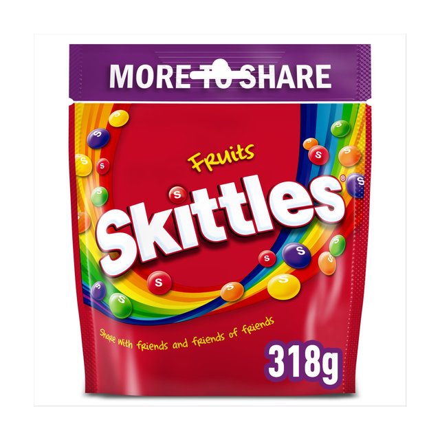 Skittles Vegan Chewy Sweets Fruit Flavoured Sharing Pouch Bag, 318g