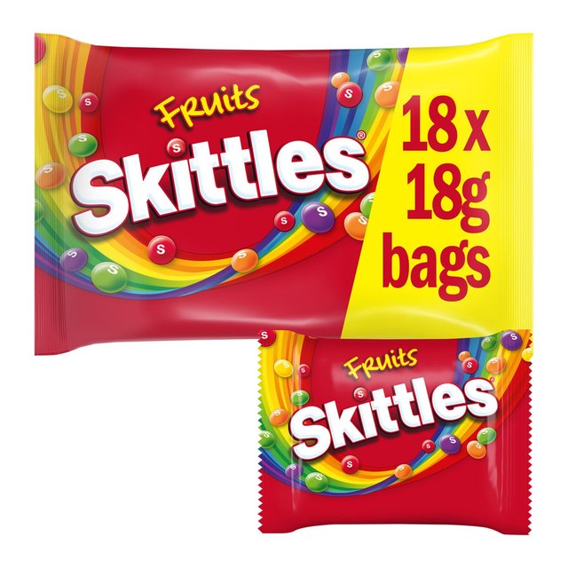 Skittles Vegan Chewy Sweets Fruit Flavoured Funsize Bags Multipack 18x18g, 324g