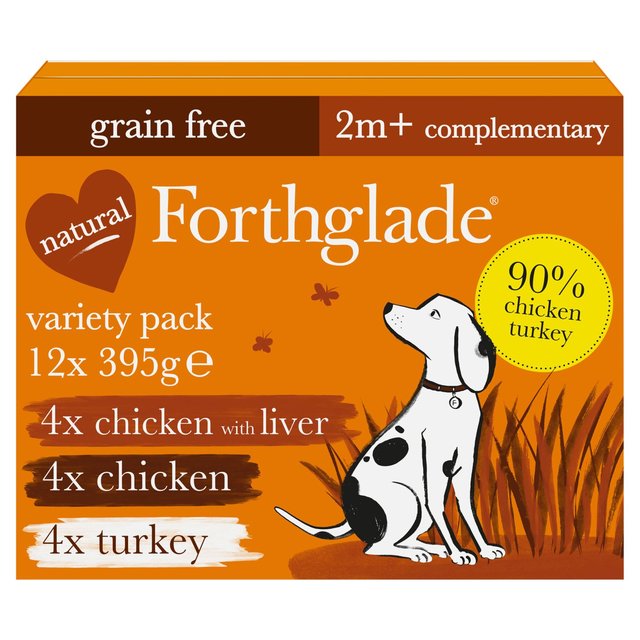 Forthglade Just 90% Poultry Variety, Turkey, Chicken, Liver, Wet dog Food, 12 x 395g