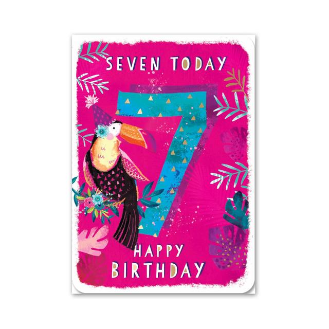 Ling Design Seven Today Toucan 7th Birthday Card, 12.7x17.7cm