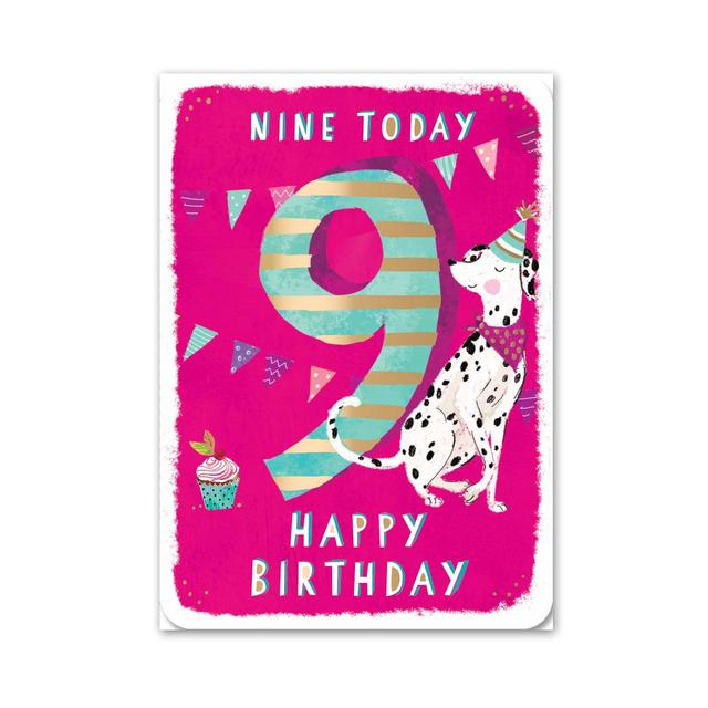 Ling Design Nine Today Dalmatian 9th Birthday Card, 12.7x17.7cm