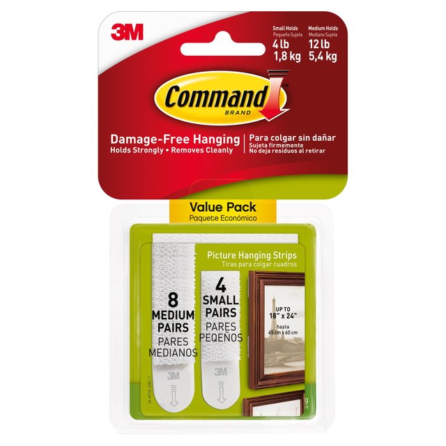 Command Picture Hanging Strips Small, 8 med Sets & 4 Small Sets/pk