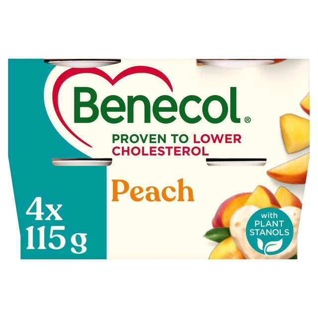 Benecol Cholesterol Lowering Yoghurt Peach, 4 x 115g