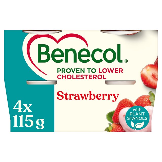 Benecol Cholesterol Lowering Yoghurt Strawberry, 4 x 115g