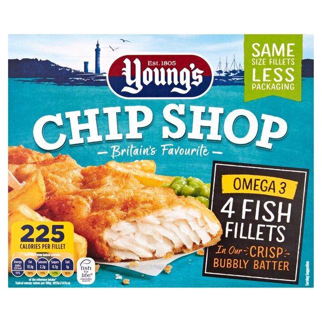 Young’s Chip Shop 4 Omega 3 Fish Fillets, 400g