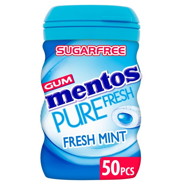Mentos Pure Fresh Freshmint Sugar Free Chewing Gum Bottle, 50 Per Pack