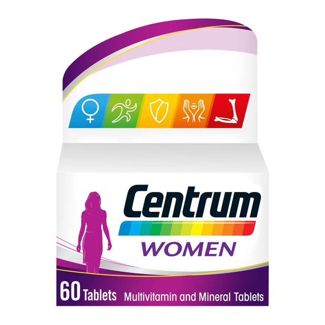 Centrum Women Multivitamins With Vitamins D & C Tablets 60, 60 Per Pack