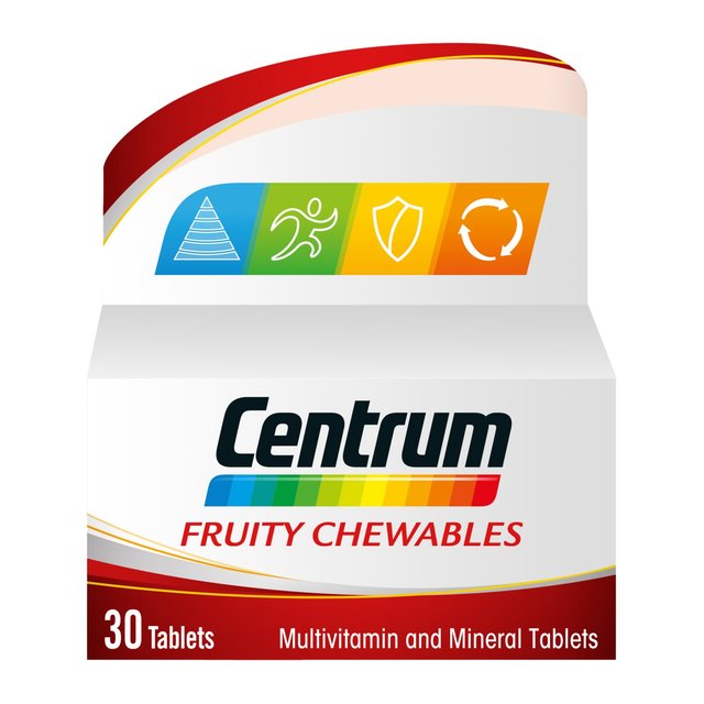 Centrum Fruity Chewables Multivitamins With Vitamin D & C Tablets, 30 Per Pack
