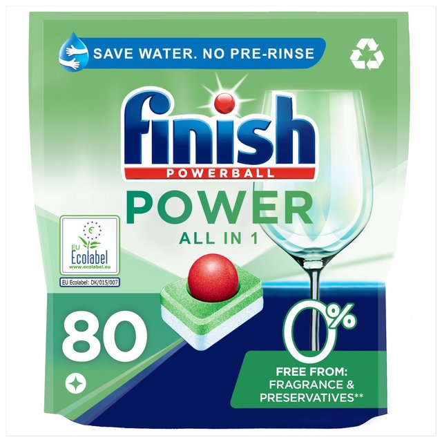 Finish Power 0% Recyclable Dishwasher Tablets, 80 Per Pack