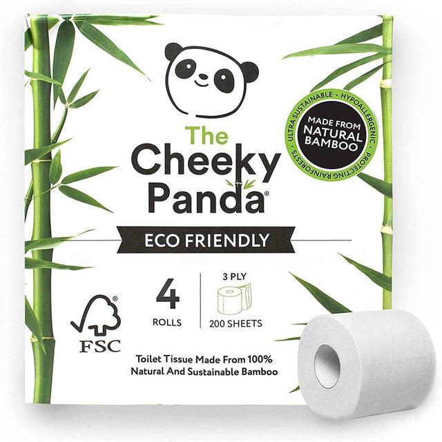 The Cheeky Panda Natural Bamboo Toilet Tissue, 4 Per Pack