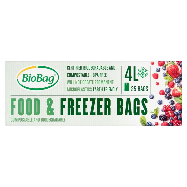 BioBag 4L Compostable Food and Freezer Bags, 25 per Pack