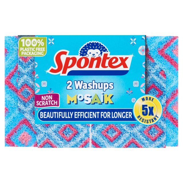 Spontex Washups Mosaik Non Scratch Sponge Scourers, 2 per Pack