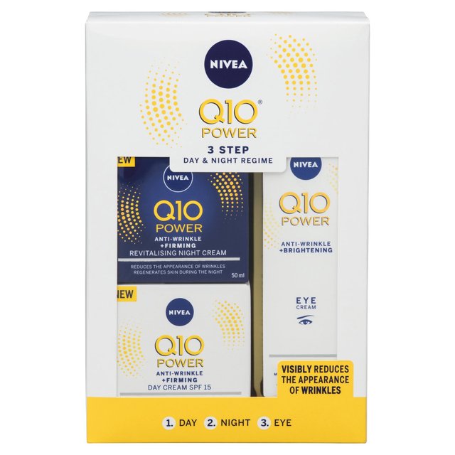 Nivea Q10 Power Anti Wrinkle 3-Step Face Day Night & Eye Cream Gift Set
