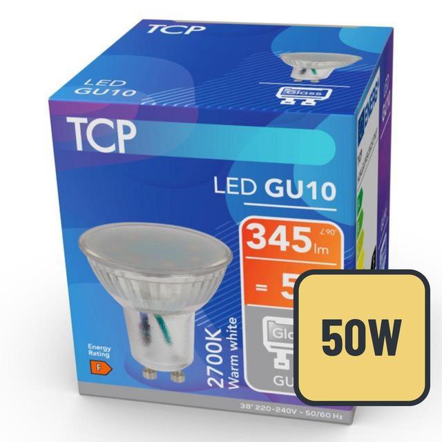 TCP Spotlight Glass GU10 50W Light Bulb, 4.5w - 50w