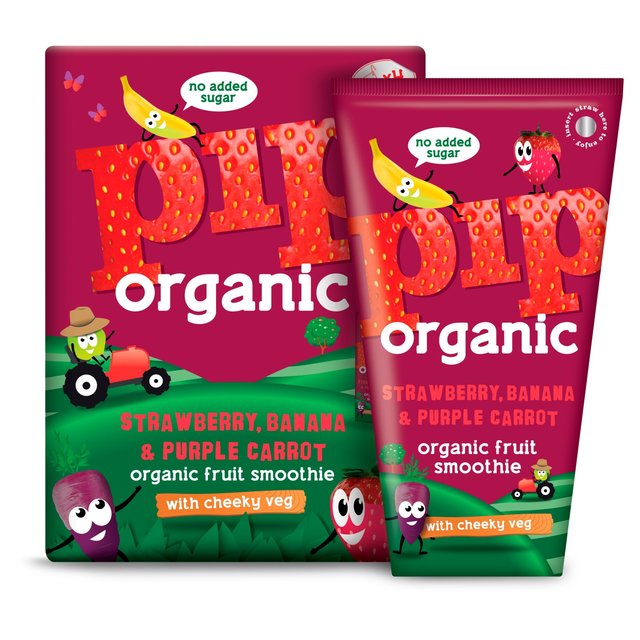 Pip Organic Kids Strawberry, Banana & Purple Carrot Smoothie Cartons, 4 x 180ml